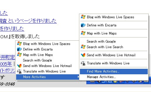 IE8アクティビティーズ