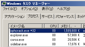 ophcrackのプロセス